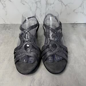 Aerosoles Sandals WMNS 8.5 Silver Strappy Slingback Open Toe Designer Fashion